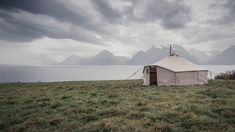 Luxury glamping tent in a scenic location